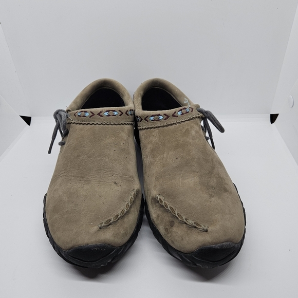 Teva Moki embroidered nubuck mocassins brown size 8 - Picture 2 of 10